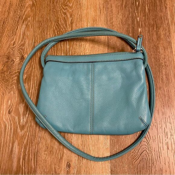 TIGNANELLO BLUE genuine LEATHER CROSSBODY BAG purse EUC 7.5x9.5 - Picture 2 of 12